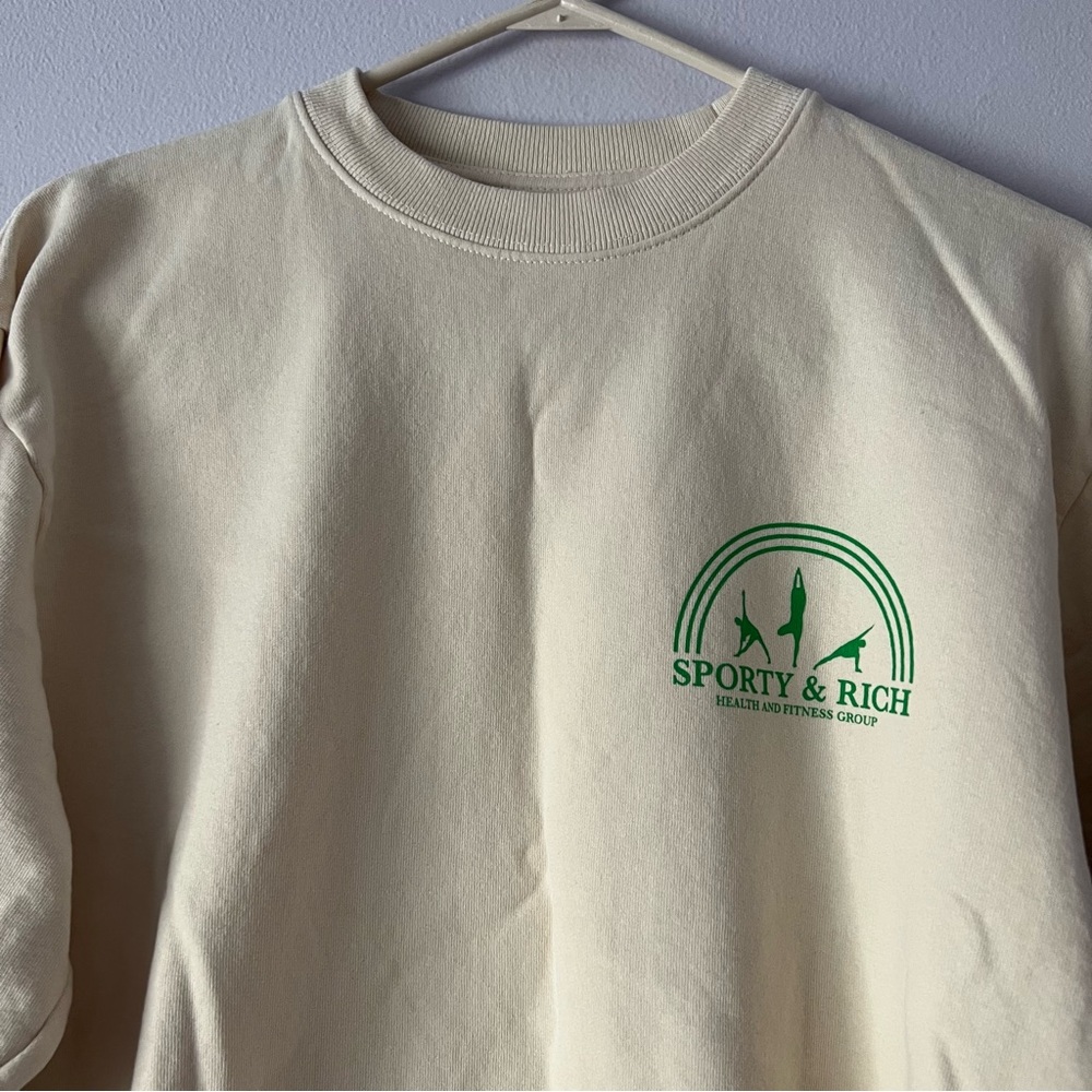 NWT Sporty & Rich Fitness Group Cream Sweatshirt XS - Picture 3 of 10